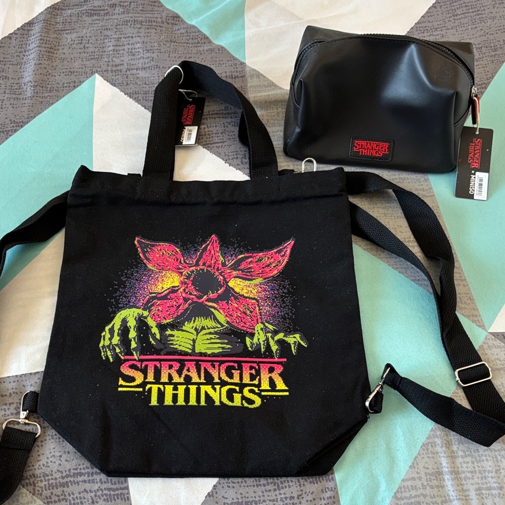 Stranger Things Black Tote and Pouch Set